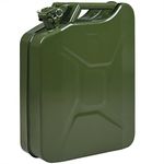 MONZANA® 20 Litre Metal Jerry Can | Fuel Petrol Diesel Oil Water Canister | Including Pouring Spout Extension | 20L Steel 36x17x46cm | UN Approval Olive Green | Home Workshop Car