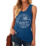 LINZEOO Summer Tank Top for Women Family Beach Holiday Tanks Vest Coconut Tree Sleeveless Shirts