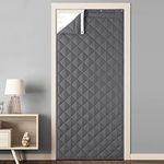 RYB HOME Thermal Insualted Door Curtains, Windproof Entry Door Coverings Draft Block Dividers Noise Dampening Blanket Sound Absorption Sheet for Stuido Office Backdrop, W34 x L80 inch, Grey, 1 Panel