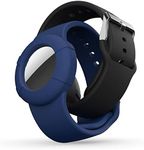 Air tag Wristband Kids(2 Pack) - Soft Silicone Air tag Bracelet for Kids - Lightweight GPS Tracker Holder Compatible with Apple Air tag Childs Watch Band Kids (Black & Navy Blue)