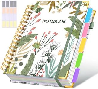Hardcover Spiral Notebook journal with Removable Dividers Tabs, 300 Pages 5 Subject Notebook College Ruled, 100GMS Notebooks for Work School Note taking,Lined Journal for Women,Colorful Botanicals