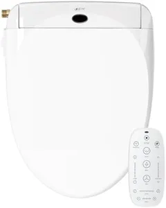 LEIVI Electric Bidet Toilet Seat with Wireless Remote and Side Panel, Multiple Spray Modes, Adjustable Heated Seat, Warm Water and Air Dryer, Auto LED Nightlight, Round