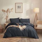 YORKSHIRE BEDDING Duvet Cover Sets - Soft & Breathable Brushed Microfibre Plain Double Duvet Cover with Pillow cases - Button Closure Quilt Cover Bed Set - Charcoal/Dark Grey