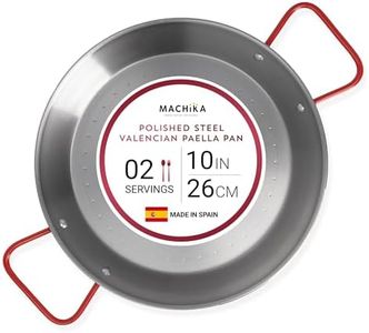 Machika Skillet Pan | Carbon Steel Paella Pan | Carbon Steel Pans for Cooking | Thin Carbon Steel Pan for Paella | Perfect for Outdoors, Camping, Parties, and More | 2 Servings | 10 inches |