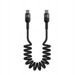 McDODO Coiled Elastic, Retractable, Spiral Cord Omega Series Nylon Braided cable (1.8m, Type-C to Type-C PD, Black)