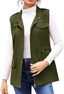 Beyove Womens Lightweight Sleeveless Cotton Utility Jacket Military Anorak Vest