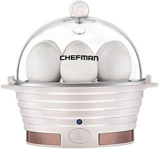 Chefman Electric Egg Cooker Boiler, Rapid Poacher, Food & Vegetable Steamer, Quickly Makes Up to 6, Hard, Medium or Soft Boiled, Poaching/Omelet Tray Included, Ready Signal, BPA-Free, Ivory