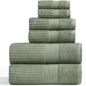 Springtree Home 100% Cotton Bath Towel Set | 6-Piece Set | Textured | Green