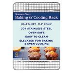 11.5 x 16.5 : Ultra Cuisine 100% Stainless Steel Wire Cooling Rack for Baking fits Half Sheet Pans Cool Cookies, Cakes, Breads - Oven Safe for Cooking, Roasting, Grilling - Heavy Duty Commercial Quality