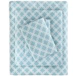 True North by Sleep Philosophy Cozy Flannel 100% Cotton Ultra Soft Cold Weather Sheet Set Bedding, Twin XL, Aqua Geo 3 Piece