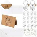 Otuuz 16 Sets Employee Appreciation Thank You Card with Keyring Envelopes Rainbow Patterns Inspirational Leaving Gifts for Colleagues Thanksgiving Christmas Birthday Party Wedding Work Nursery Teacher