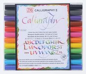 Kuretake ZIG Calligraphy Pens, 12 Colors set, 2mm. 3.5mm Dual Tip Markers, Made in Japan, TC-3100/12V