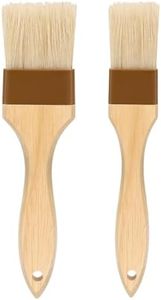 Pastry brush,Basting brush for Cooking,Natural Bristle BBQ Brush for Oil & Sauce,Wooden Handle Food Brush for Baking,Easy Clean Butter Brush,Durable Kitchen Culinary Utensil (1", 1 1/2 Inch,2 Pack)