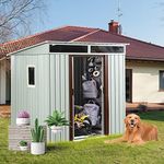 6' x 5' Outdoor Storage Shed, Large Metal Tool Sheds with Floor Base, Garden Storage Cabinet with Air Vents & Window, Garden Shed Utility Tool Shed with Pent Roof for Backyard Lawn