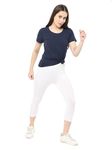 Robinbosky Premium Cotton Lycra Stretchable Capris Leggings (XL,White)