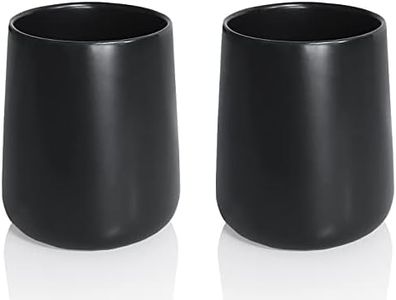 Matte Black Toothbrush Holder, 2 Pcs Ceramic Tooth Brushing Cup Holders, Toothbrush and Toothpaste Organizer Stand for Bathroom Home Decor, Countertop Dresser Storage