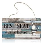 Funny Bathroom Decor Sign Best Seat in the House Wall Art Sign Hanging Wall Art Sign Home Bathroom Decor, 11.8 x 5.9 Inch