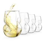 Final Touch Conundrum White Wine Glasses - Set of 4 Stemless Handcrafted Glasses - 9 oz Capacity - Sleek Curves for Comfortable Tasting - Dishwasher Safe (GG5008)