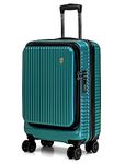 TREVA Carry on Suitcase 20-Inch with Laptop Compartment, ABS+PC Hardshell Spinner Trolley for Lightweight 4 Wheels Cabin Luggage with TSA Locks,Expandable Hand Luggage Suitcase (Dark Green)