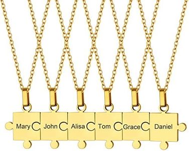 ChainsHouse Collar Best Friend Puzzle Grabado Juego de 6 pcs Rompecabezas Regalo de Amiga Hija Mama, Chapado en Oro