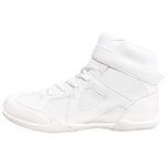 Danzcue Mid Top White Cheer Shoes, White, 5