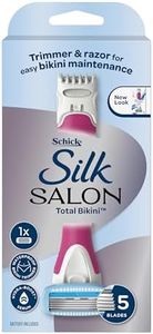 Schick -Silk Salon | Total Bikini | Razor Handle and Bikini Hair Trimmer + 1 | 1 Pack | Shapes Bikini Line | Shaves Bikini Line | Trims Bikini Hair | Moisturises | Battery