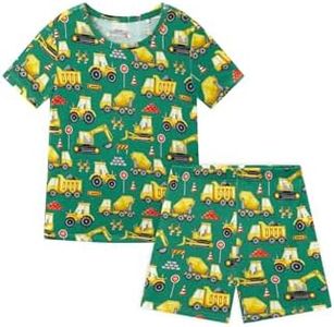 EASWEET Bamboo Viscose Toddler Boys Pajamas Short Set 2-6Y,Earthmover,2T