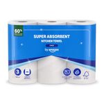 by Amazon Super Absorbent Kitchen Towel, 3-ply, 3 Rolls (1 Pack of 3), 80 Sheets per Roll, FSC Certified