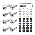 License Plate Screw Kit,Stainless Steel Anti Theft License Plate Screws for Fastening Car License Plate Frame,M6 (1/4") Tamper Proof Screws Mounting Hardware (Silver)