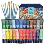 INK LAB Acrylic Paint Set 24 Colours Acrylic Paints in Tubes Non Toxic for Artists Beginners Painting on Canvas Wood Fabric Rocks, 36ml/Tube, Rich Pigment