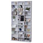 HOMCOM 1116 CD / 528 DVD Storage Shelf Rack Media Storage Unit Shelves Racks Wooden Bookcase Display Unit with Adjustable Shelves, 102 x 195 cm, White