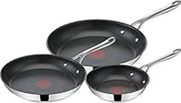 Jamie Oliver By T-fal Cooks Direct, Stainless Steel Non-stick Frying Pan 3 Pcs Set (20/24/28cm) (8/9/11 Inches) with Induction