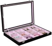 Stratalife Jewelry Organizer Bracelet Holder Jewelry Holder Organizer Jewelry Drawer Organizer Earring Storage Anti Tarnish Jewelry Box for Women Girls 12 Grid (Pink Black)