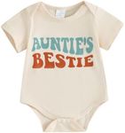 Baby Girl Boy Bodysuit Romper Gender Neutral Unisex Funny Aunties Bestie Letter Clothes Casual One-Piece Bodysuit (Apricot, 3-6 Months)