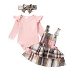 toddler baby girl plaid overalls tidred skirt 12 18 months infant fall clothes ruffle long sleeve Romper Suspender dress