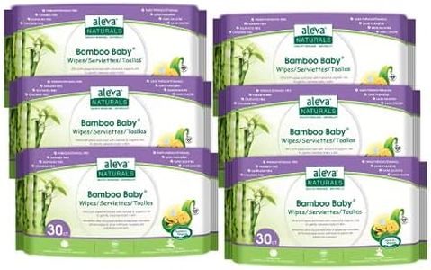 Aleva Naturals Bamboo Baby Travel Wipes Value Pack - 30 Count X 6= 180 Wipes, Unbleached