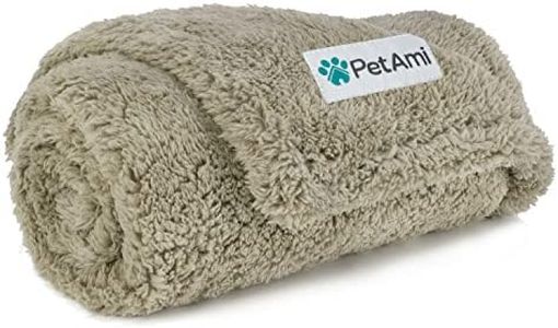 PetAmi Fluffy Waterproof Dog Blanket for Small Medium Dogs, Soft Warm Pet Sherpa Throw Pee Proof Couch Cover, Reversible Cat Puppy Bed Blanket Sofa Protector, Plush Washable Pad (Taupe Camel, 29x40)