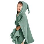 Hooded Baby Poncho Towel: Muslin Bath Poncho for Toddler - Kids Beach Poncho Towels 23"x24"(Green)