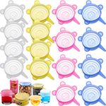 Silicone Stretch Lids 16 Pieces 2.6-3.3 Inch Microwave Cover for Food Round Reusable Silicone Lids for Bowls, Food Covers