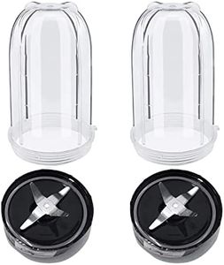 2 PCS Replacement Tall Cup with 2 Cross Blade Set, Compatible with Original Magic Bullet Blender Juicer 250W MB-1001