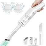 suloea Hand Held vacuum cordless,Car Vacuum Cleaner Cordless Powerful,USB C Rechargeable,Mini Portable Handheld Hoover for Car,Desk,Desktop,Keyboard(V06/White)