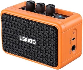 LEKATO Mini Guitar Amplifier AG-04, Dual Speakers 5W, Rechargeable Electric Guitar Amp Bluetooth with Clean Overdrive, 6H Working, Headphone Jack, Wireless Portable Amp for Practice Traveling（Orange）