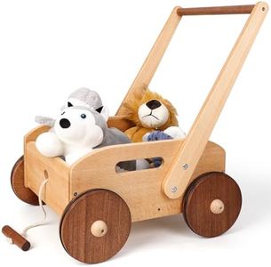 Woodtoe Wooden Baby Walker, Adjustable Speed Push Toys for Babies Learning to Walk, Natural Wood Push and Pull Learning Walking Educational Toys Birthday Toy for Toddler 1 2 3(Patent Protection)