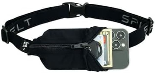 SPIbelt Original Pocket Running Belt for Women Men, Phone Holder for Running, Running Fanny Pack, Holder for Phone, No Bounce Running Waist Pack, Expandable, Adjustable., Black with Black Zipper