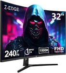 Z-Edge 32 Inch Curved Gaming Monitor 240Hz 1ms MPRT Full HD 16:9 Curved Screen Frameless LED Monitor, Ultra-Thin Bezel, FreeSync, DisplayPort & HDMI, Black