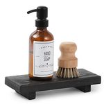 Wood Pedestal Soap Stand, Farmhouse Wood Riser, Soap Dish Holder Decor for Bathroom Kitchen, Soap Tray, Rustic Candle Plant Holder, Counter Decor, Display Rectangular Decorative (Ebony)