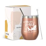 ElegantPark Gifts for Mom from Daughter Son Mothers Day Gifts Wine Tumbler Birthday Christmas Day Gifts for Mommy New Mom Tumbler with Straw and Lid Travel Mug Mama Shark