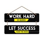 Artvibes Work Hard Motivational Quote Wall Hanger for Home Decor | Office (WH_5406N), Set of 2(Multi 6)