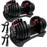 MotionGrey Adjustable Dumbbell Set 5 to 52.5LBs, Weights Dumbbells set of 2, Bonus High Strength Hand Grip, Home Gym Barbell 10 lb dumbbells pair (2 Set)