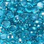 vchin Fire Glass for Propane Fire Pit, Fireplace and Outdoor Decorative. Caribbean Blue Round Fire Pit Glass Rocks 20 Pounds. 3/4 Inch High Luster Fire Glass Beads.